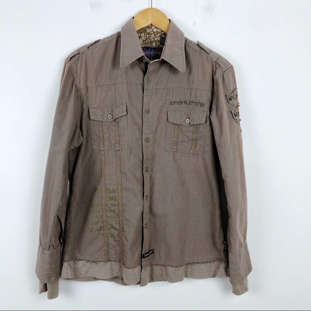 ENGLISH LAUNDRY People's Army Embroidered Button Down Shirt 100% Cotton S